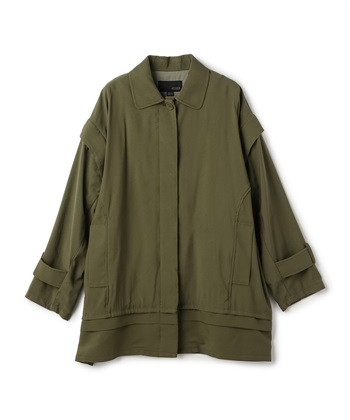 レーヨン混2WAYコート(カーキ-36)