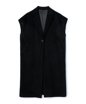 ウール混ロングベスト(ブラック-36)