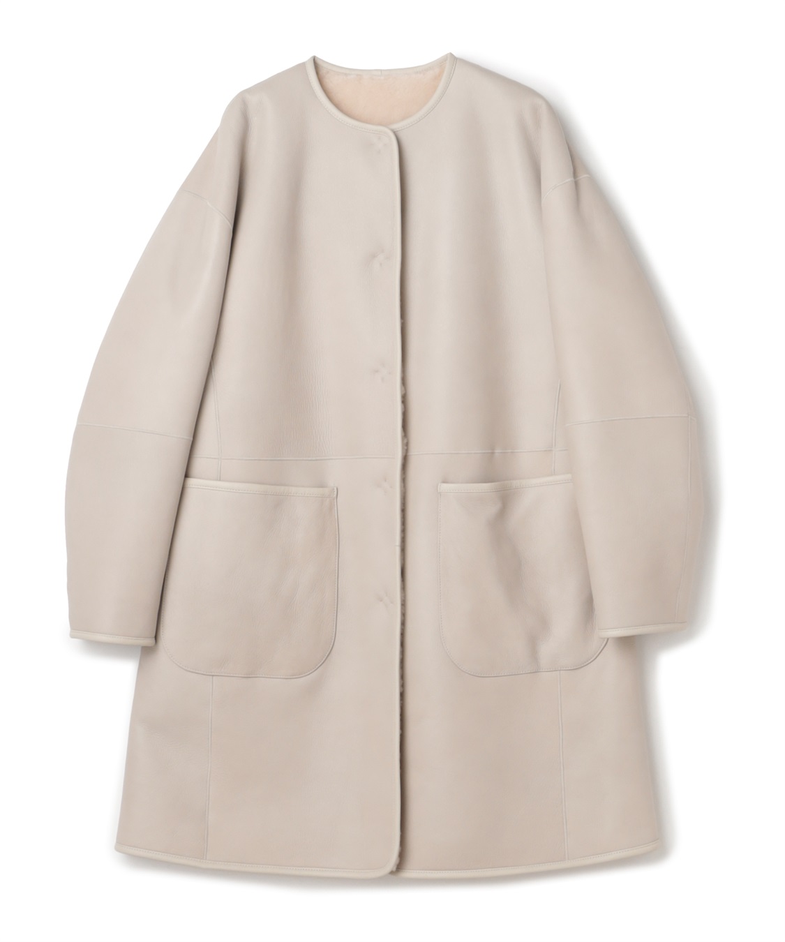 ATSURO TAYAMA ノーカラームートンリバーシブルコート_variation_1