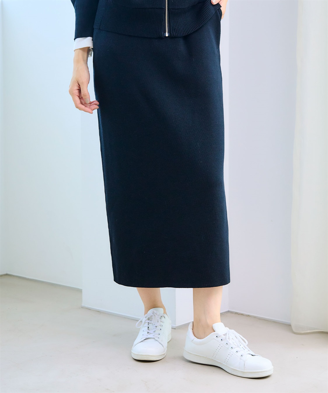 CROSS FUNCTION 《洗える》マシュマロミラノニットスカート●セットアップ可能●【CF/クロスファンクション】_main