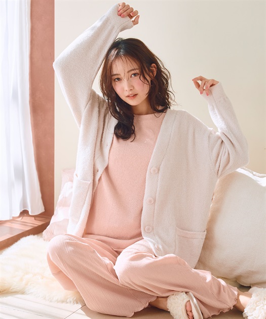 【LAFUKU/ラフク】もこふわマシュマロルームウェアVネックカーディガン《セットアップ対応/上下別売り》