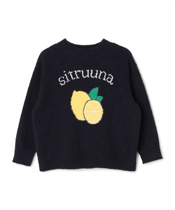 【LAFUKU/ラフク】もちふわマシュマロニットフルーツ刺繍トップス/ルームウェア◆洗濯可能◆（上下別売り）(ネイビー-Ｍ)