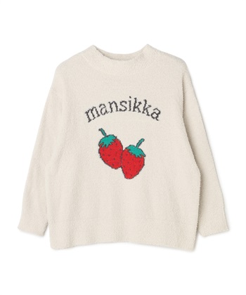 【LAFUKU/ラフク】もちふわマシュマロニットフルーツ刺繍トップス/ルームウェア◆洗濯可能◆（上下別売り）(ベージュ-M)