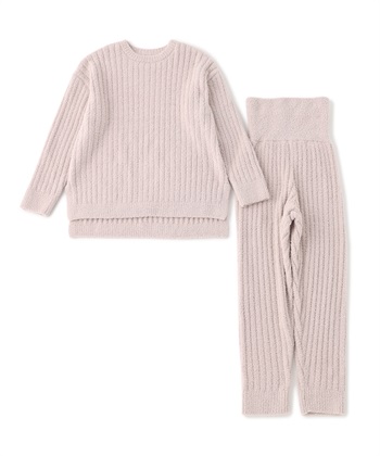 【LAFUKU/ラフク】腹巻き付きパジャマ パンツ×トップスルームウェアSET（上下セット）◆あったか・温活◆(ピンク-M)