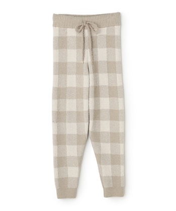 【LAFUKU/ラフク】もちふわマシュマロニットチェック柄ジョガーパンツ/ルームウェア（上下別売り）(ブラウン-M)