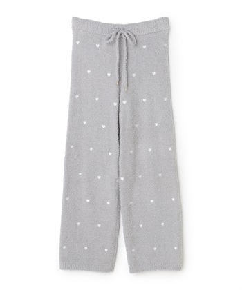【LAFUKU/ラフク】もちふわマシュマロニットハートドット刺繍ロングパンツ/ルームウェア（上下別売り）(グレー-S)