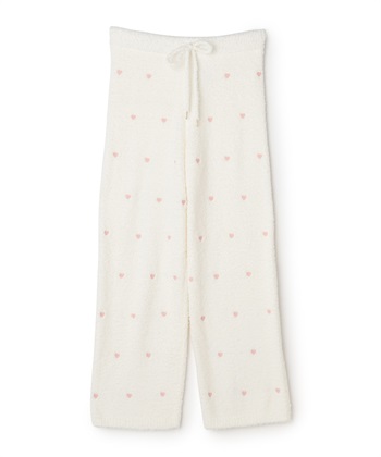 【LAFUKU/ラフク】もちふわマシュマロニットハートドット刺繍ロングパンツ/ルームウェア（上下別売り）(オフホワイト-S)