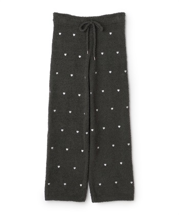 【LAFUKU/ラフク】もちふわマシュマロニットハートドット刺繍ロングパンツ/ルームウェア（上下別売り）(チャコール-S)