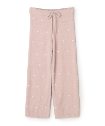 【LAFUKU/ラフク】もちふわマシュマロニットハートドット刺繍ロングパンツ/ルームウェア（上下別売り）(ピンク-S)