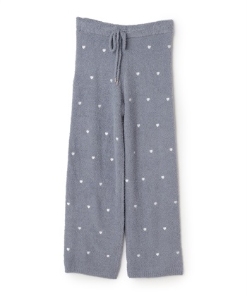 【LAFUKU/ラフク】もちふわマシュマロニットハートドット刺繍ロングパンツ/ルームウェア（上下別売り）(ブルーグレー-S)