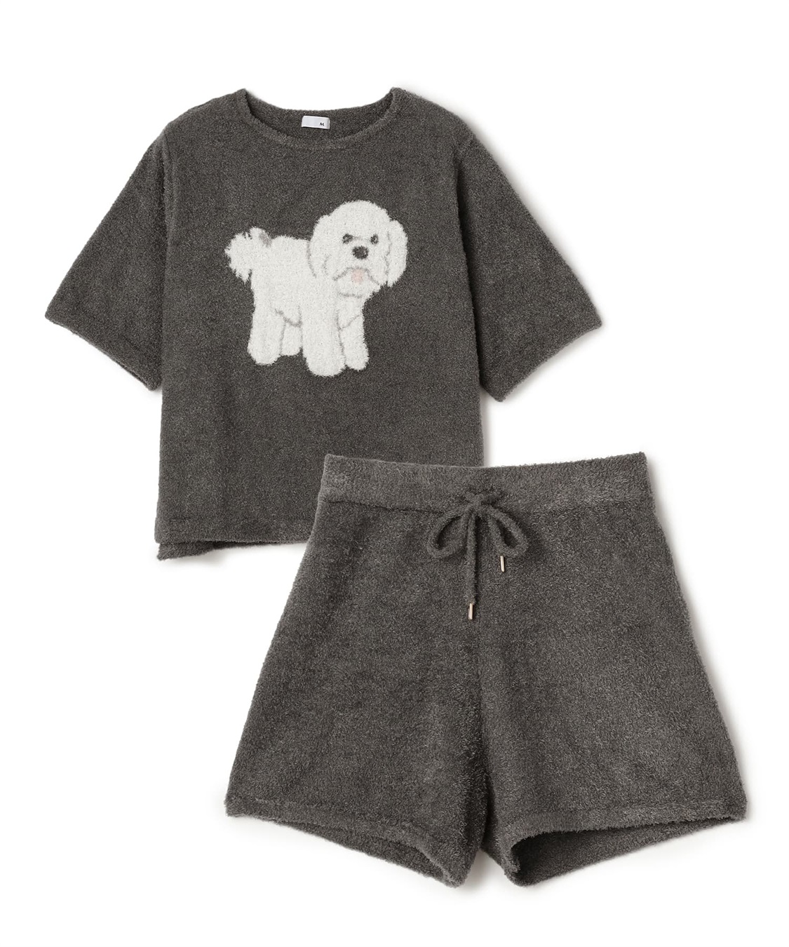 LAFUKU 【LAFUKU/ラフク】マシュマロタッチアニマルジャガード半袖プルオーバー&amp;ショートパンツSET（ルームウェア/パジャマ）_variation_1