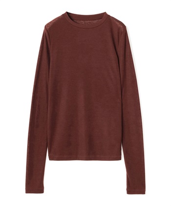 シアーテレコロングスリーブトップス(ブラウン-F)