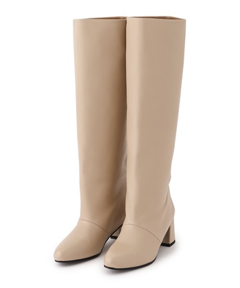 【REMME】チャンキーヒールロングブーツ(ベージュ-36)