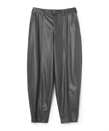 フェイクレザーバレルパンツ(チャコール-1)