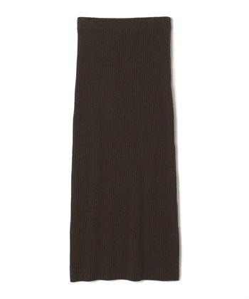 ウールカシミヤリブニットスカート(ブラウン-1)