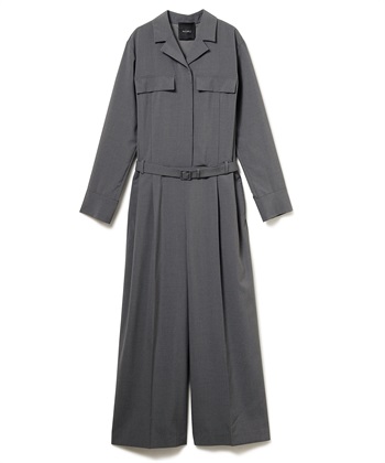 ウォシャブルテーラードカラーオールインワン【CLEAN MOTION】(グレー-1)