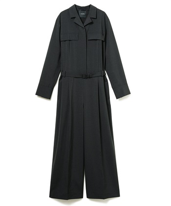 ウォシャブルテーラードカラーオールインワン【CLEAN MOTION】(スレートブラック-1)