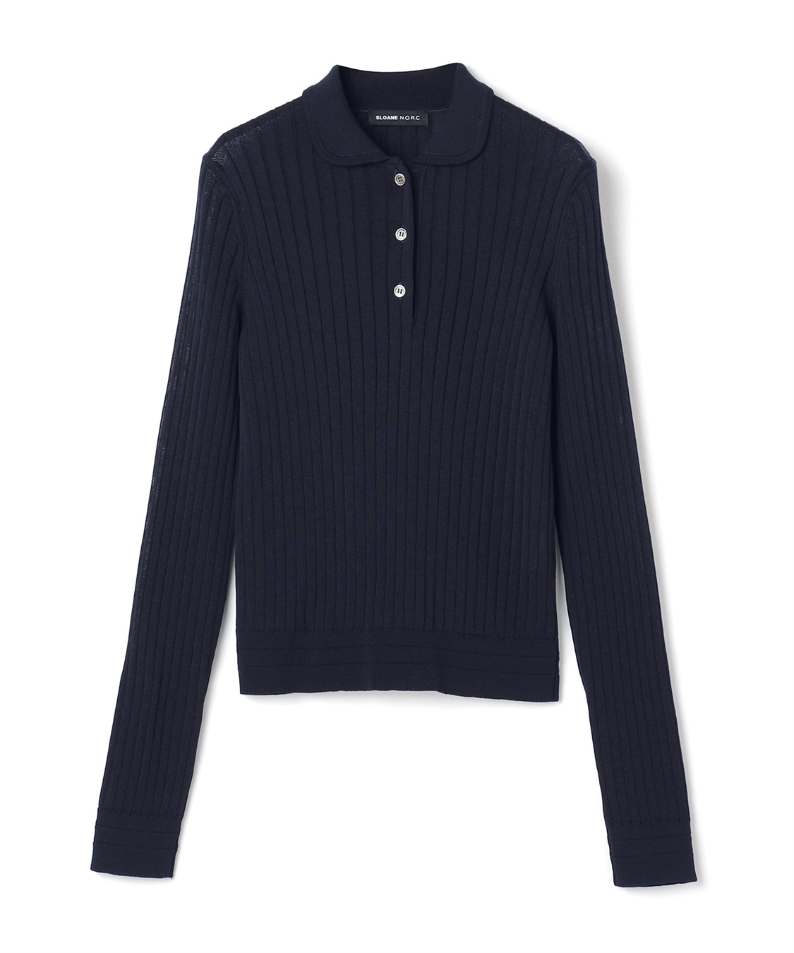 SLOANEコラボ】 ワイドリブ丸襟ポロニット N.O.R.C｜クロスプラス公式