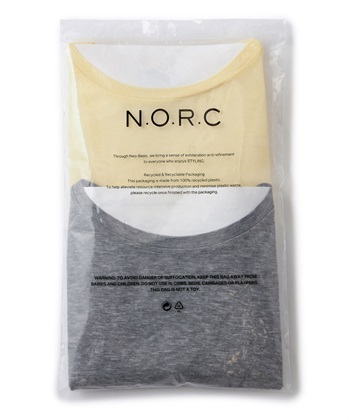 TENCEL WOOL PACK TEE(グレー×イエロー-F)
