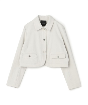 【リネンオックス】ラウンドショートジャケット(アイスグレー-F)