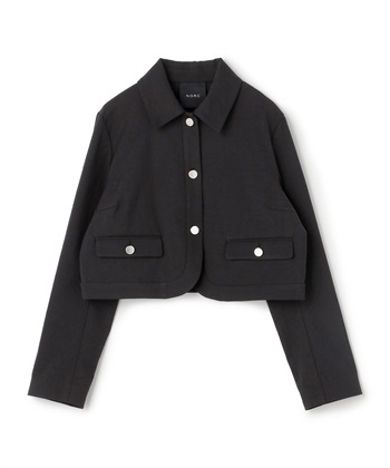 【リネンオックス】ラウンドショートジャケット(ブラック-F)