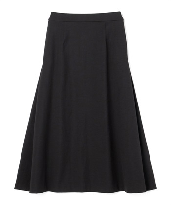 【リネンオックス】サイドタックフレアスカート(ブラック-1)