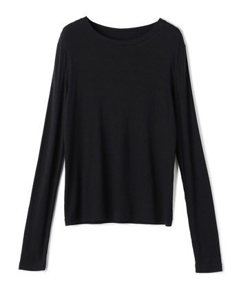 コットンシアーロングスリーブトップス(ブラック-Ｆ)