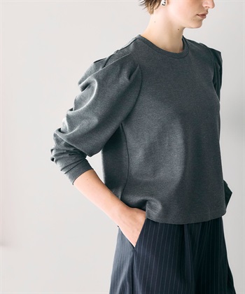 タグ付✨ クロスアンドクロス ロールアップTシャツ チャコール カットソー F カットソー・Tシャツ クロスプラス公式通販サイト