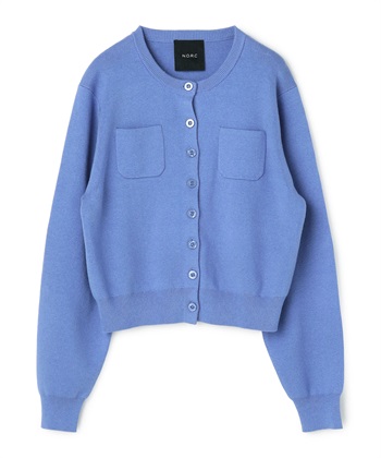 コットンカシミヤニットカーディガン(ブルー-F)