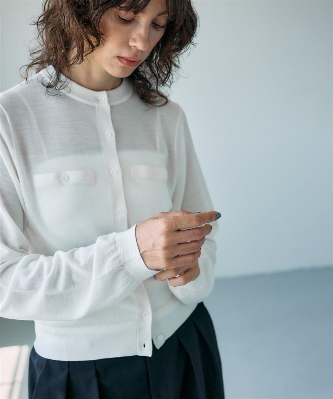 N.O.R.C メリノウールシアーニットカーディガン_main