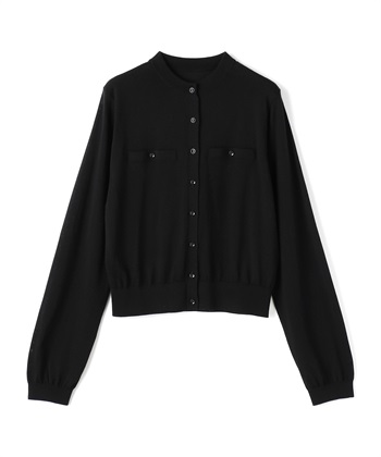 メリノウールシアーニットカーディガン(ブラック-F)