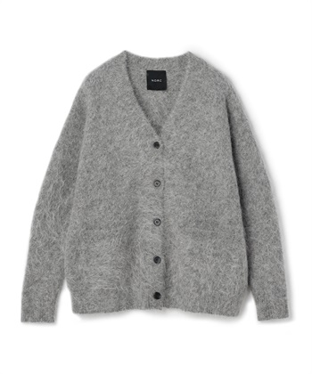 アルパカシャギーニットカーディガン(グレー-F)
