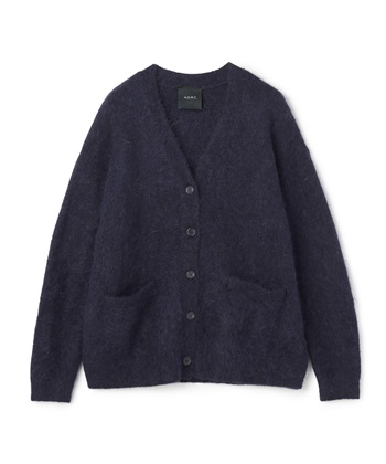 アルパカシャギーニットカーディガン(ネイビー-F)