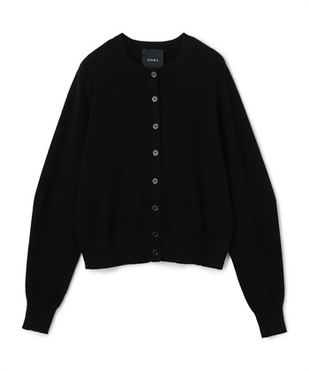 【CASHMERE100%】カシミヤクルーネックニットカーディガン(ブラック-F)