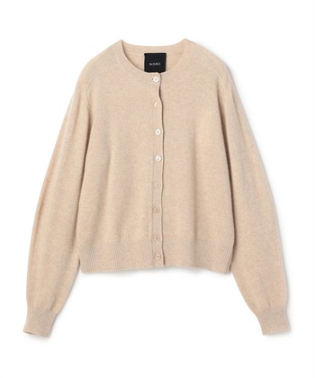 【CASHMERE100%】カシミヤクルーネックニットカーディガン(オートミール-F)