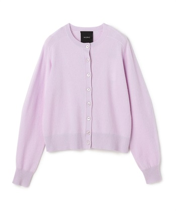 【CASHMERE100%】カシミヤクルーネックニットカーディガン(ライラック-F)