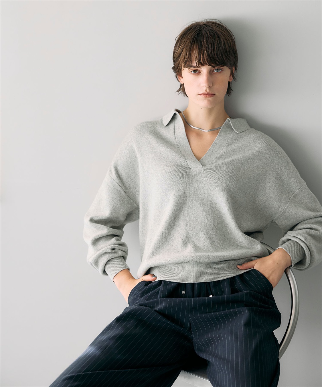 N.O.R.C コットンカシミヤスキッパーニット