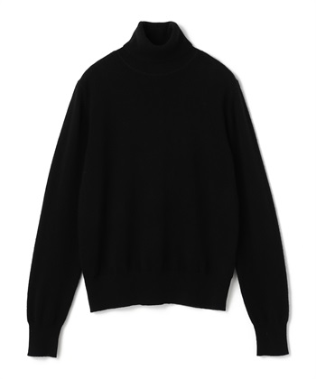 【CASHMERE100%】カシミヤタートルネックニット(ブラック-F)