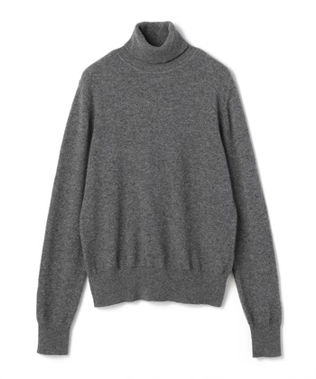 【CASHMERE100%】カシミヤタートルネックニット(チャコール-F)