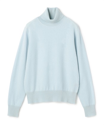 【CASHMERE100%】カシミヤタートルネックニット(サックス-F)