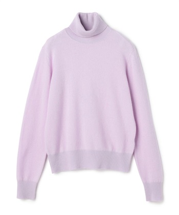 【CASHMERE100%】カシミヤタートルネックニット(ライラック-F)