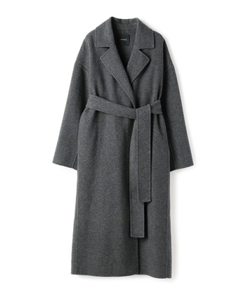 ウールメルトンロングリバーコート(チャコール-1)
