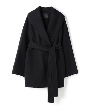 ウールメルトンミドルリバーコート(ブラック-F)