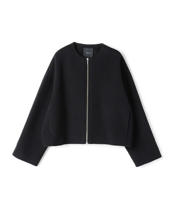 ウールメルトンショートジップリバーコート(ブラック-F)