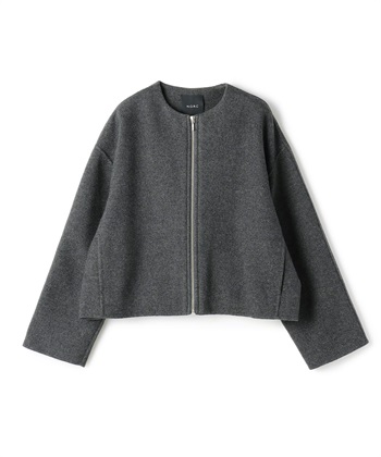 ウールメルトンショートジップリバーコート(チャコール-F)