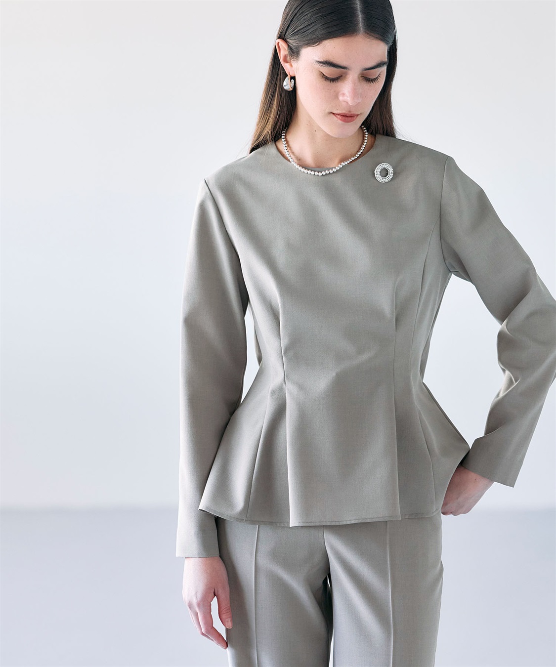 N.O.R.C ウォッシャブルペプラムブラウス【CLEAN MOTION】_main