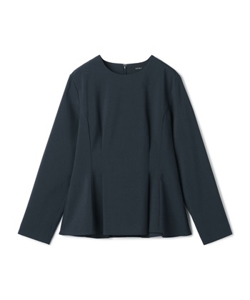 ウォッシャブルペプラムブラウス【CLEAN MOTION】(ネイビー-F)