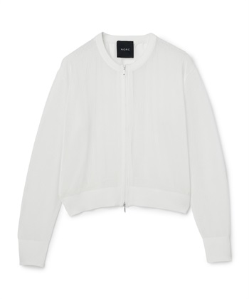 メッシュニットシフォンコンビブルゾン(オフ-F)