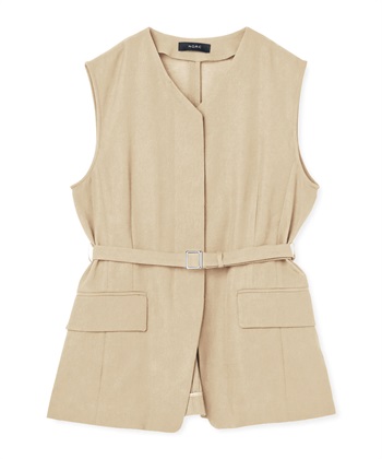 【トリアセリネン】ベルト付きジレ(ベージュ-F)