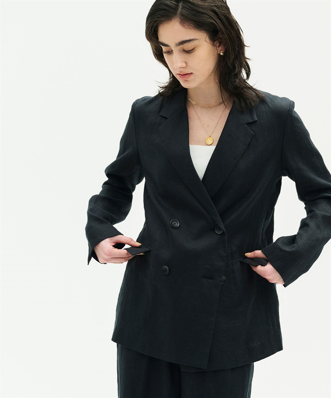 N.O.R.C 【フレンチリネン】ダブルテーラードジャケット